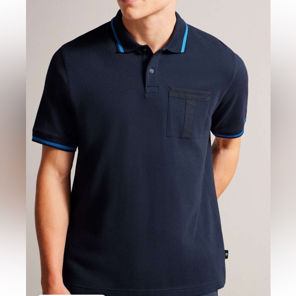 Ted Baker Blue Polo Shirt with Ribbed Collar (never worn!)